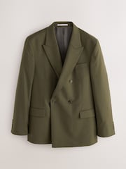 Green Double Breasted Tailored Fit Twill Suit Jacket - Image 1 of 6