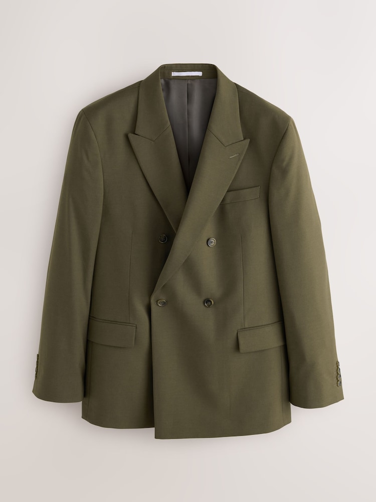 Green Double Breasted Tailored Fit Twill Suit Jacket - Image 1 of 6 Green Double Breasted Tailored Fit Twill Suit Jacket - Image 1 of 6