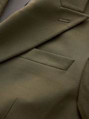 绿色 - Double Breasted Tailored Fit Twill Suit Jacket - 图片9 / 10