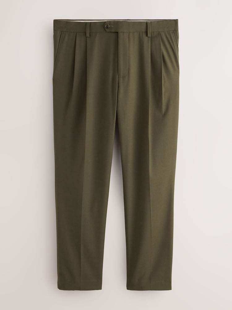 Green Tailored Fit Twill Suit Trousers - Image 1 of 5