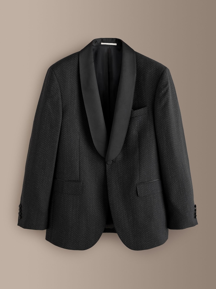 Black Signature Tailored Fit Marzotto Italian Wool Double Breasted Patterned Tuxedo Suit Jacket - Image 1 of 6 Black Signature Tailored Fit Marzotto Italian Wool Double Breasted Patterned Tuxedo Suit Jacket - Image 1 of 6