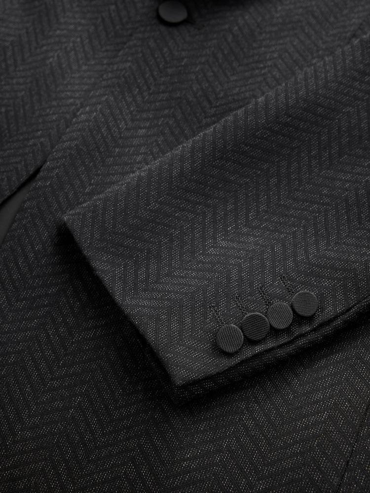 Black Signature Tailored Fit Marzotto Italian Wool Double Breasted Patterned Tuxedo Suit Jacket - Image 6 of 6 Black Signature Tailored Fit Marzotto Italian Wool Double Breasted Patterned Tuxedo Suit Jacket - Image 6 of 6