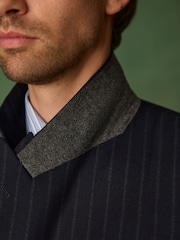 Navy Double Breasted Relaxed Fit Archive Wool Blend Striped Suit Jacket - Image 8 of 8