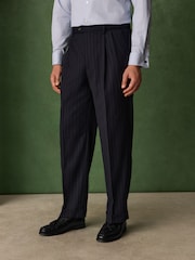 Navy Relaxed Fit Archive Wool Blend Striped Suit Trousers - Image 2 of 11