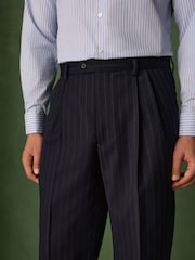 Navy Relaxed Fit Archive Wool Blend Striped Suit Trousers - Image 4 of 11