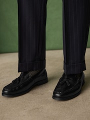 Navy Relaxed Fit Archive Wool Blend Striped Suit Trousers - Image 6 of 11