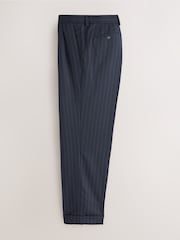 Navy Relaxed Fit Archive Wool Blend Striped Suit Trousers - Image 8 of 11