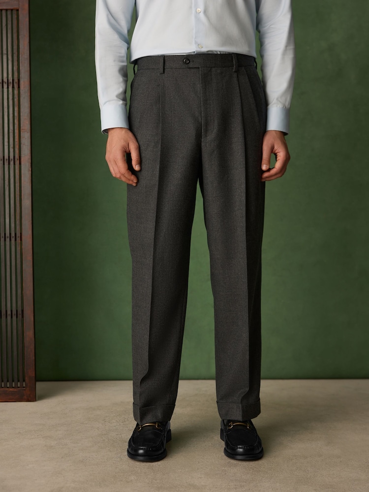 Gris - Relaxed Fit Archive Wool Blend Flannel Suit Trousers - Image 1 de 11
