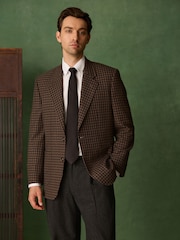 Brown Relaxed Fit Archive Wool Blend Gingham Suit Jacket - Image 1 of 6