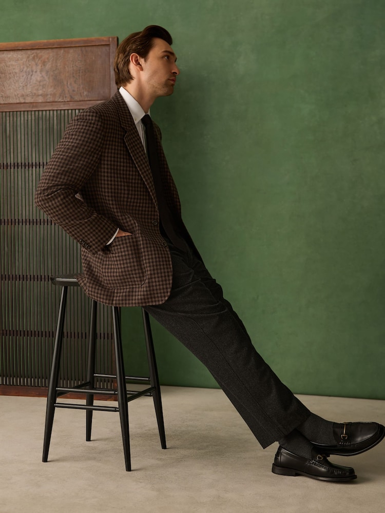 Brown Relaxed Fit Archive Wool Blend Gingham Suit Jacket - Image 6 of 6 Brown Relaxed Fit Archive Wool Blend Gingham Suit Jacket - Image 6 of 6