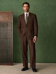 Rust Brown Relaxed Fit Archive Wool Blend Dogtooth Suit Jacket - Image 2 of 8