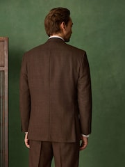Rust Brown Relaxed Fit Archive Wool Blend Dogtooth Suit Jacket - Image 3 of 8