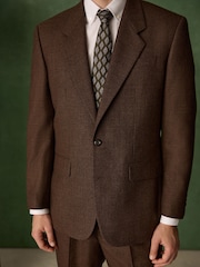 Rust Brown Relaxed Fit Archive Wool Blend Dogtooth Suit Jacket - Image 5 of 8