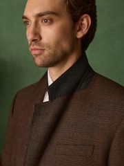 Rust Brown Relaxed Fit Archive Wool Blend Dogtooth Suit Jacket - Image 6 of 8