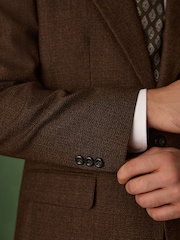 Rust Brown Relaxed Fit Archive Wool Blend Dogtooth Suit Jacket - Image 8 of 8