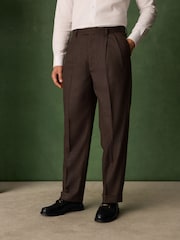 Rust Brown Relaxed Fit Archive Wool Blend Dogtooth Suit Trousers - Image 1 of 11