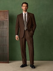 Rust Brown Relaxed Fit Archive Wool Blend Dogtooth Suit Trousers - Image 2 of 11