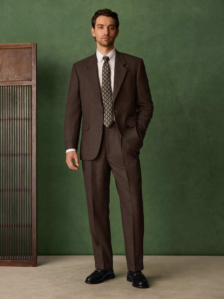 Rust Brown Relaxed Fit Archive Wool Blend Dogtooth Suit Trousers - Image 2 of 11 Rust Brown Relaxed Fit Archive Wool Blend Dogtooth Suit Trousers - Image 2 of 11