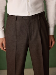 Rust Brown Relaxed Fit Archive Wool Blend Dogtooth Suit Trousers - Image 4 of 11