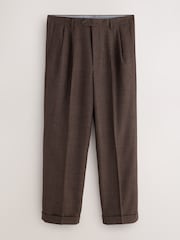 Rust Brown Relaxed Fit Archive Wool Blend Dogtooth Suit Trousers - Image 7 of 11