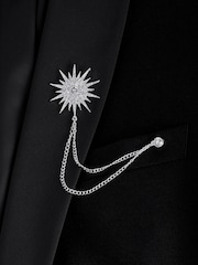 Black N. Premium Regular Fit Tuxedo Wool Blend Crepe Textured Shawl Suit Jacket - Image 10 of 12