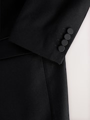 Black N. Premium Regular Fit Tuxedo Wool Blend Crepe Textured Shawl Suit Jacket - Image 11 of 12