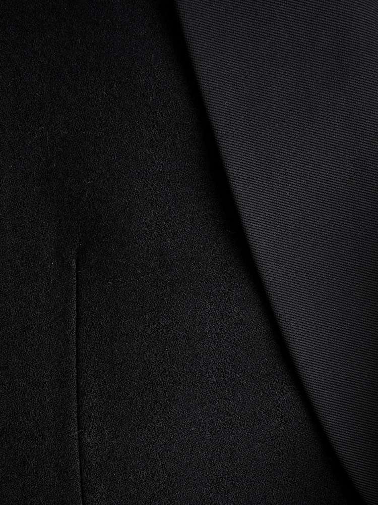 Black N. Premium Regular Fit Tuxedo Wool Blend Crepe Textured Shawl Suit Jacket - Image 12 of 12