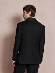 Black N. Premium Regular Fit Tuxedo Wool Blend Crepe Textured Shawl Suit Jacket - Image 3 of 6