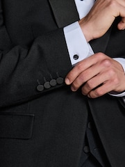 Black N. Premium Regular Fit Tuxedo Wool Blend Crepe Textured Shawl Suit Jacket - Image 5 of 6