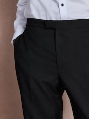 Black N. Premium Regular Fit Tuxedo Wool Blend Crepe Textured Suit Trousers With Tape Detail - Image 4 of 9