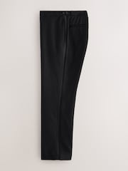 Black N. Premium Regular Fit Tuxedo Wool Blend Crepe Textured Suit Trousers With Tape Detail - Image 6 of 9