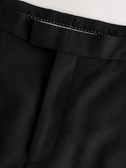 Black N. Premium Regular Fit Tuxedo Wool Blend Crepe Textured Suit Trousers With Tape Detail - Image 8 of 9