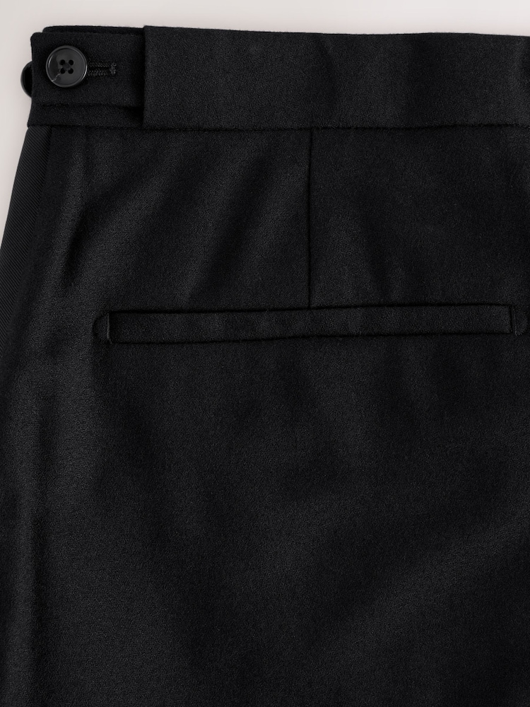 Black N. Premium Regular Fit Tuxedo Wool Blend Crepe Textured Suit Trousers With Tape Detail - Image 9 of 9