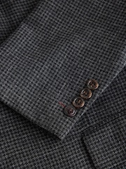 رمادي رمادي داكن - Tailored Fit Trimmed Dogtooth Wool Blend Suit Jacket - Image 13 of 15