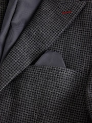 رمادي رمادي داكن - Tailored Fit Trimmed Dogtooth Wool Blend Suit Jacket - Image 14 of 15