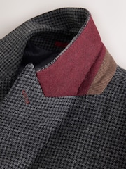 رمادي رمادي داكن - Tailored Fit Trimmed Dogtooth Wool Blend Suit Jacket - Image 15 of 15