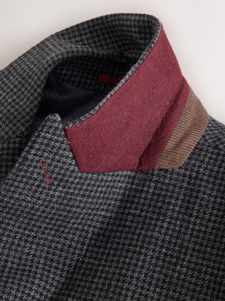 رمادي رمادي داكن - Tailored Fit Trimmed Dogtooth Wool Blend Suit Jacket - Image 15 of 15 رمادي رمادي داكن - Tailored Fit Trimmed Dogtooth Wool Blend Suit Jacket - Image 15 of 15