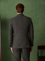 رمادي رمادي داكن - Tailored Fit Trimmed Dogtooth Wool Blend Suit Jacket - Image 3 of 15