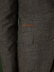 رمادي رمادي داكن - Tailored Fit Trimmed Dogtooth Wool Blend Suit Jacket - Image 5 of 15