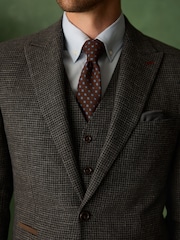 رمادي رمادي داكن - Tailored Fit Trimmed Dogtooth Wool Blend Suit Jacket - Image 6 of 15