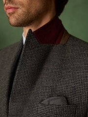 رمادي رمادي داكن - Tailored Fit Trimmed Dogtooth Wool Blend Suit Jacket - Image 7 of 15