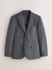 رمادي رمادي داكن - Tailored Fit Trimmed Dogtooth Wool Blend Suit Jacket - Image 9 of 15