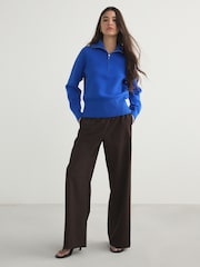 Cobalt Blue Supersoft Funnel Zip Neck Jumper - Image 2 of 5