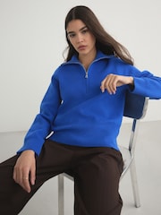 Cobalt Blue Supersoft Funnel Zip Neck Jumper - Image 3 of 5
