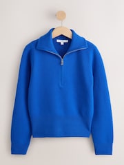 Cobalt Blue Supersoft Funnel Zip Neck Jumper - Image 6 of 8