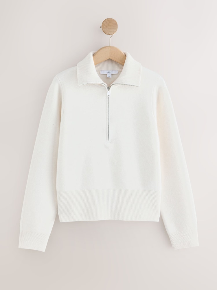 Ecru Supersoft Funnel Zip Neck Jumper - Image 1 of 3