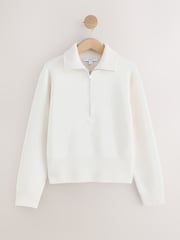 Ecru Supersoft Funnel Zip Neck Jumper - Image 5 of 7