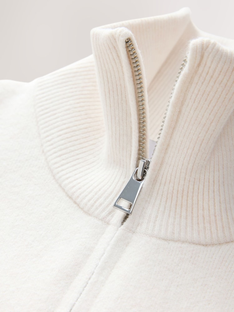 Ecru Supersoft Funnel Zip Neck Jumper - Image 7 of 7 Ecru Supersoft Funnel Zip Neck Jumper - Image 7 of 7