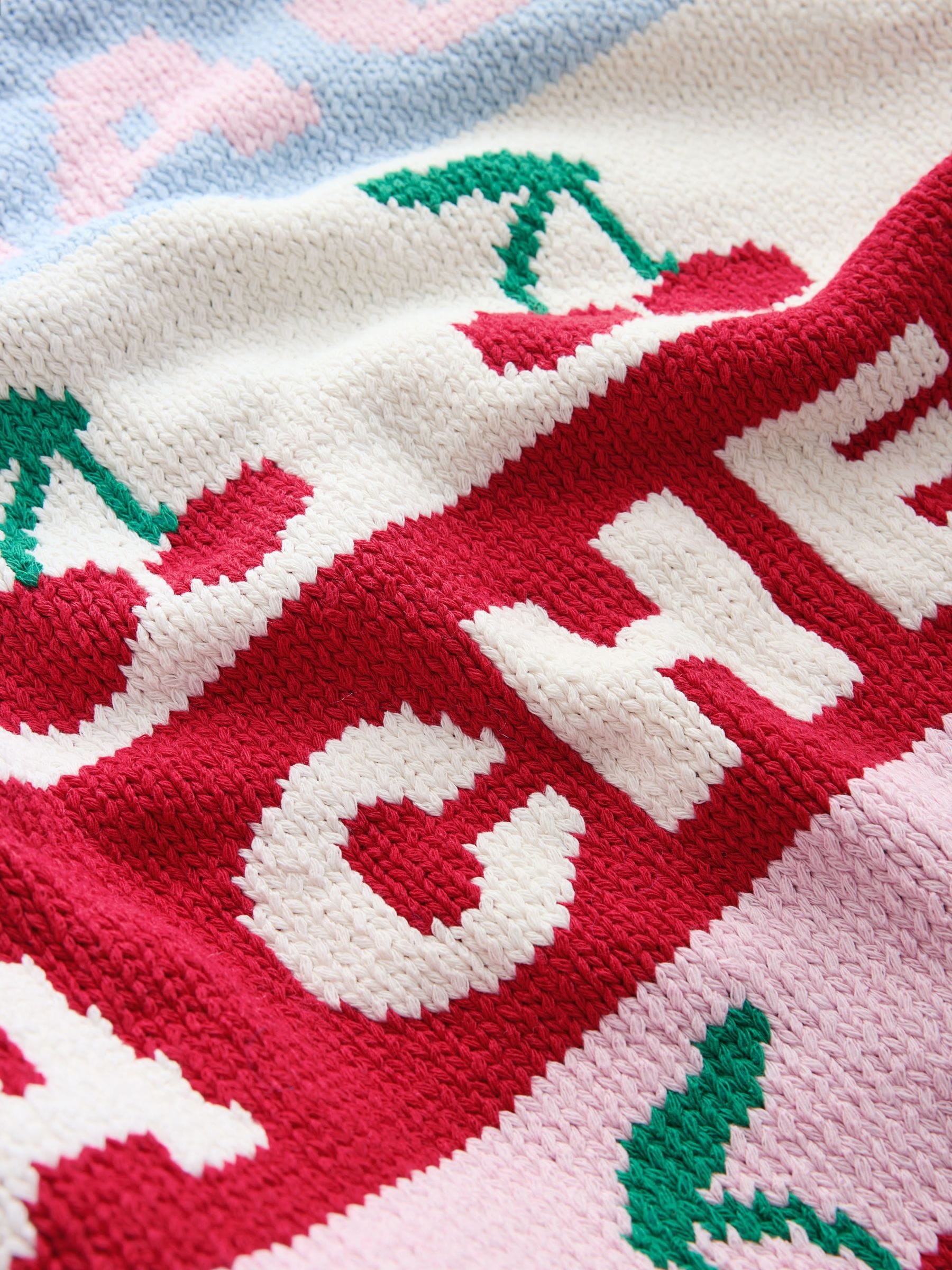Buy Multi Stripe Cherry Back Graphic Chunky Knit Cardigan from the