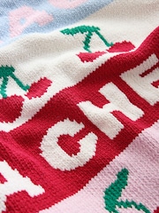 Multi Stripe Cherry Back Graphic Chunky Knit Cardigan - Image 8 of 9